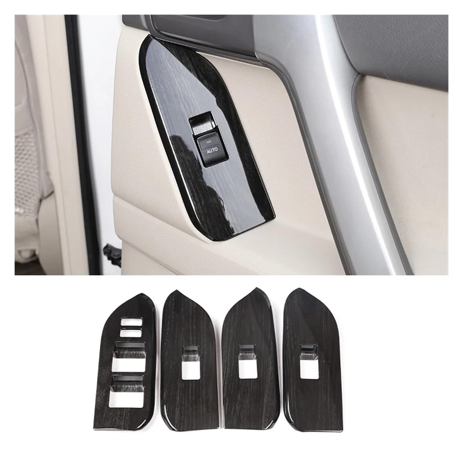 Auto Zubehör Innenraum Für Toyota Für Land Für Cruiser Für Prado FJ150 150 2014-2018 Zubehör Auto Fenster Glas Lift Schalter Taste Bedienfeld Rahmen Abdeckung Trim Auto Innendekoration(A-Black Wood Gr von KIRYU