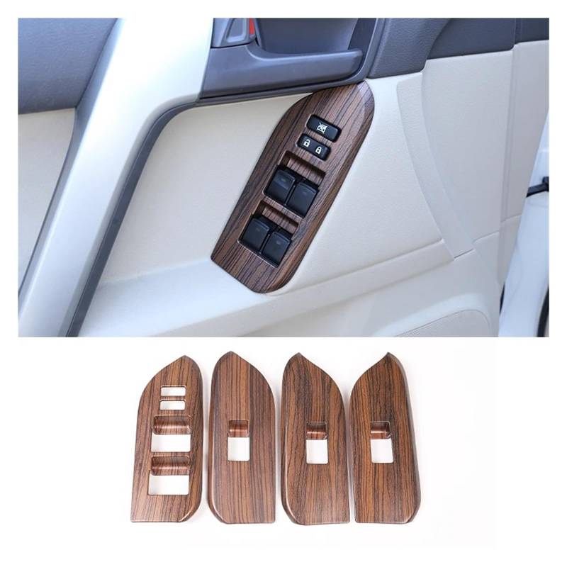 Auto Zubehör Innenraum Für Toyota Für Land Für Cruiser Für Prado FJ150 150 2014-2018 Zubehör Auto Fenster Glas Lift Schalter Taste Bedienfeld Rahmen Abdeckung Trim Auto Innendekoration(A-Pine Wood Gra von KIRYU