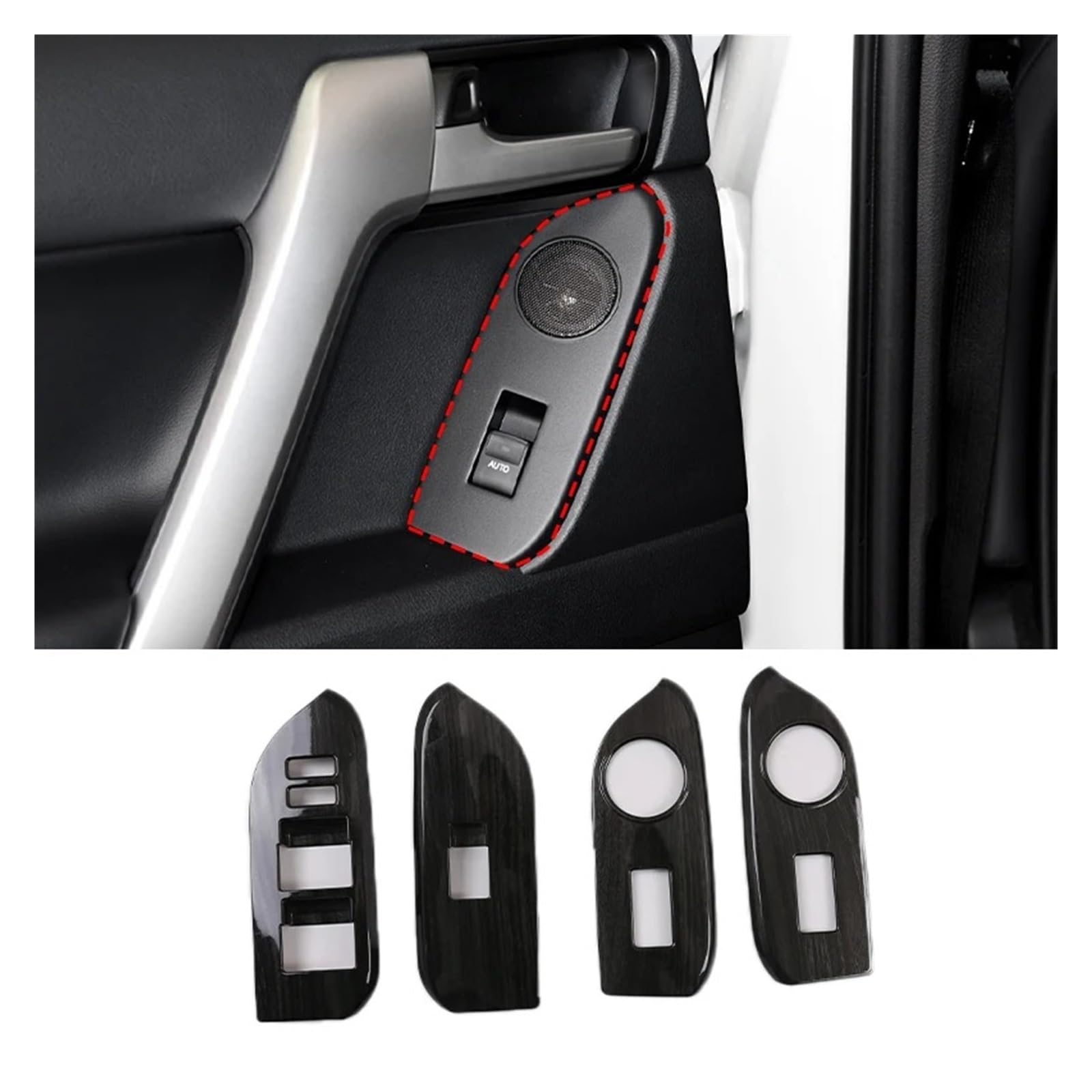 Auto Zubehör Innenraum Für Toyota Für Land Für Cruiser Für Prado FJ150 150 2014-2018 Zubehör Auto Fenster Glas Lift Schalter Taste Bedienfeld Rahmen Abdeckung Trim Auto Innendekoration(B-Black Wood Gr von KIRYU