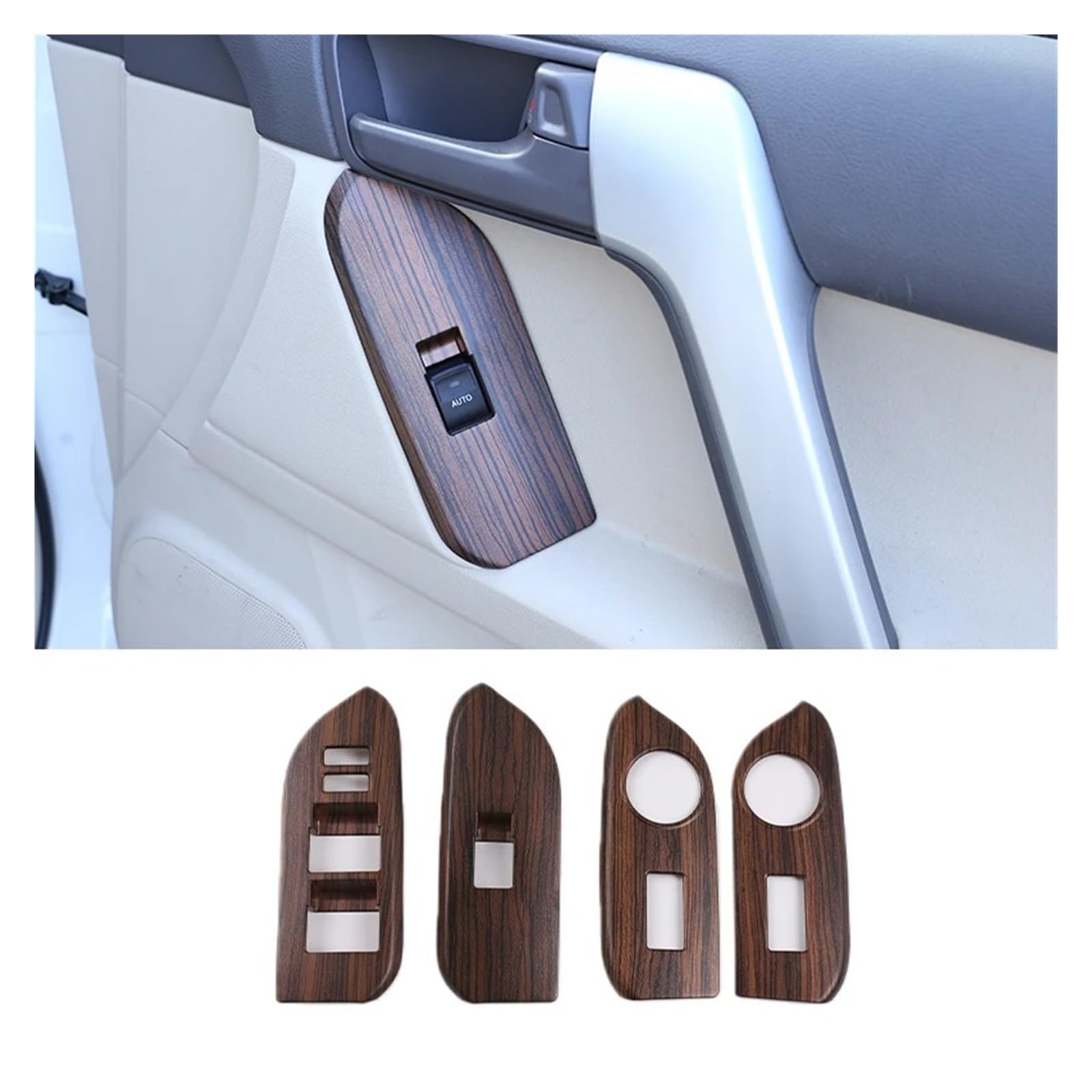 Auto Zubehör Innenraum Für Toyota Für Land Für Cruiser Für Prado FJ150 150 2014-2018 Zubehör Auto Fenster Glas Lift Schalter Taste Bedienfeld Rahmen Abdeckung Trim Auto Innendekoration(B-Pine Wood Gra von KIRYU