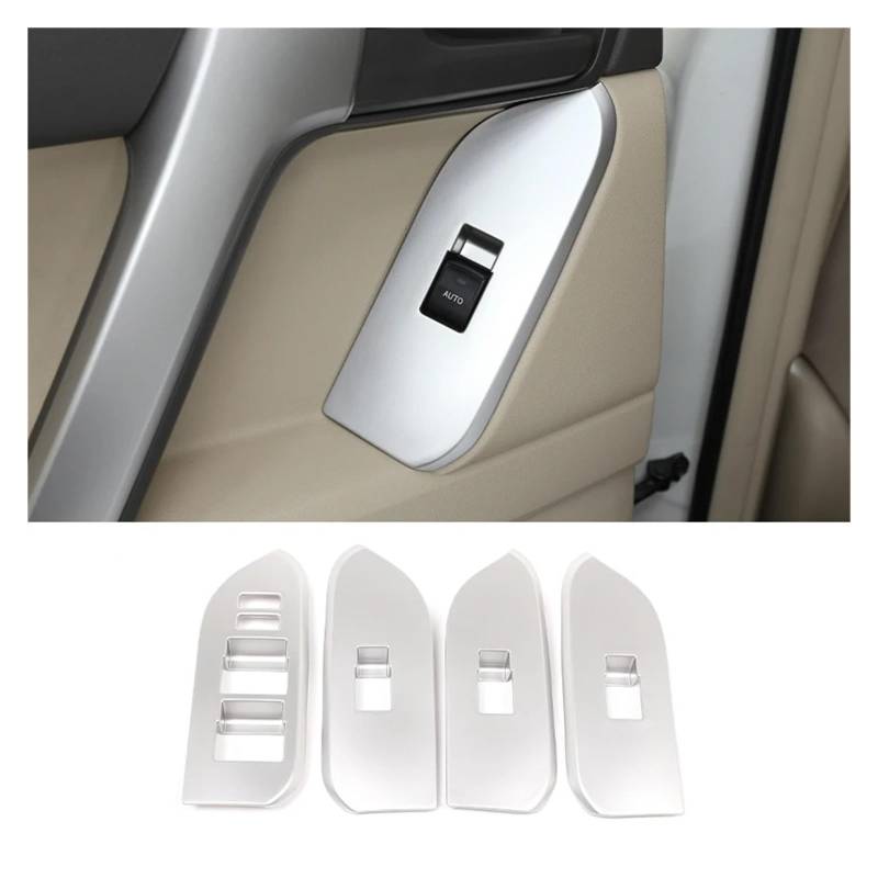 Auto Zubehör Innenraum Für Toyota Für Land Für Cruiser Für Prado FJ150 150 2014-2018 Zubehör Auto Fenster Glas Lift Schalter Taste Bedienfeld Rahmen Abdeckung Trim Auto Innendekoration(Style A-Silver) von KIRYU