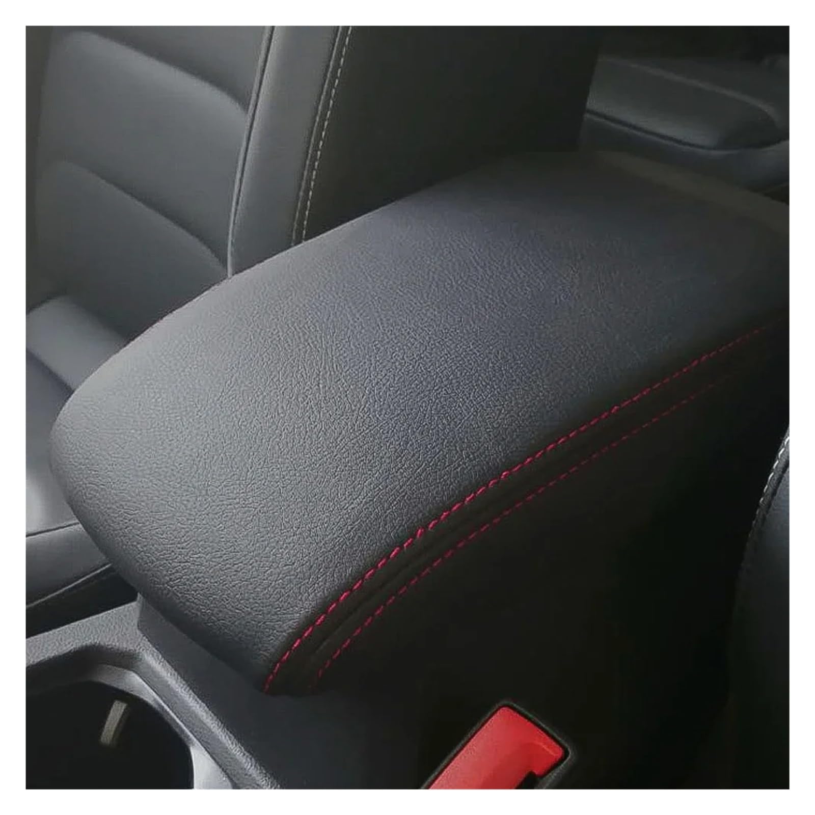 Auto Zubehör Innenraum Für VW Für Tiguan MK2 2016 2017 2018 2019 2020 2021 2022 2023 Armlehne Box Abdeckung Schutzhülle Zubehör Auto Innendekoration(Red line) von KIRYU