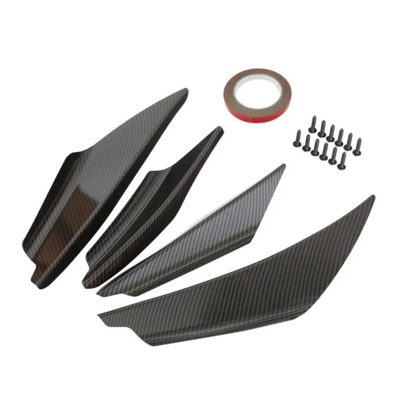 Frontstoßstange 4-teiliges Universal-Auto-Frontstoßstangen-Spoiler-Set, Kratzstreifen, Kohlefaser, Auto-Frontstoßstange, Körperlippe, Canards, Splitter-Trim-Kits Auto-Frontspoiler(Kohlefaser) von KIRYU