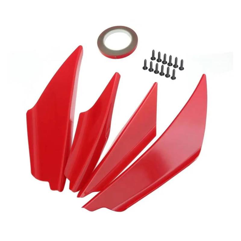 Frontstoßstange 4-teiliges Universal-Auto-Frontstoßstangen-Spoiler-Set, Kratzstreifen, Kohlefaser, Auto-Frontstoßstange, Körperlippe, Canards, Splitter-Trim-Kits Auto-Frontspoiler(Rot) von KIRYU