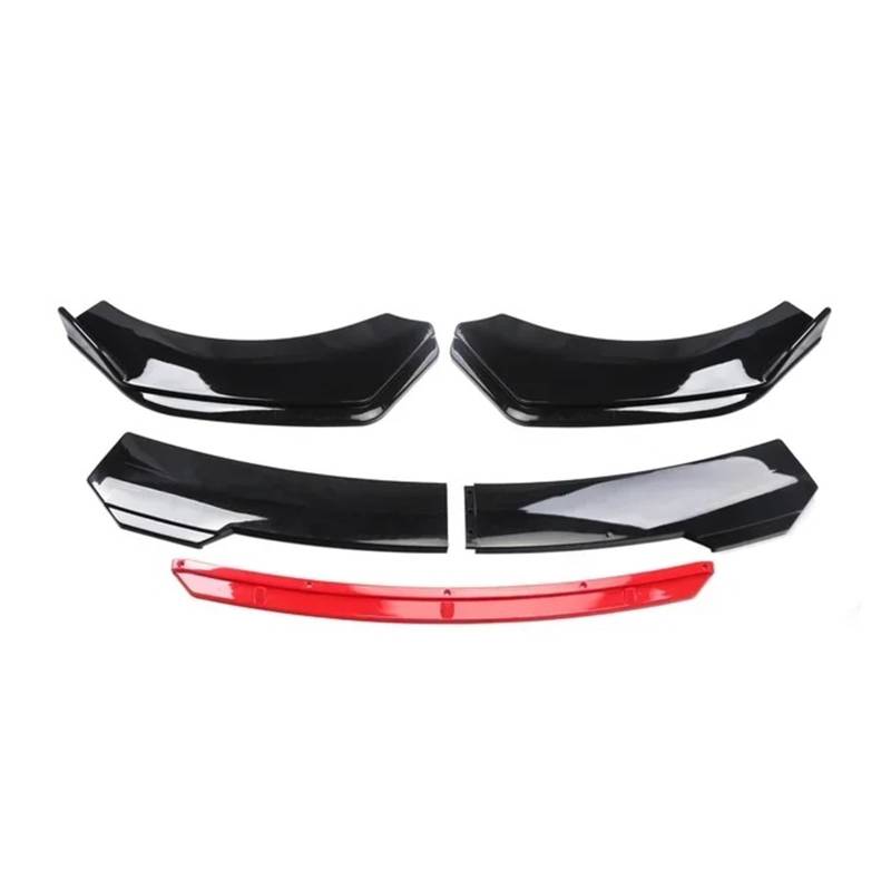 Frontstoßstange Auto Universal Gloss Black Red Tongue Front Bumper Lip Chin Spoiler Splitter Diffuser Body Kit Trim Protector Auto-Frontspoiler(B-Black) von KIRYU