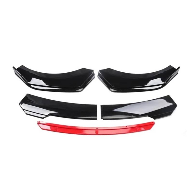 Frontstoßstange Universal Für Die Meisten Autos Scharf Glänzend Schwarz Rot Zunge Frontstoßstange Lippe Kinnspoiler Splitter Diffusor Body Kit Trim Air Dam Protector Auto-Frontspoiler(B-Black) von KIRYU