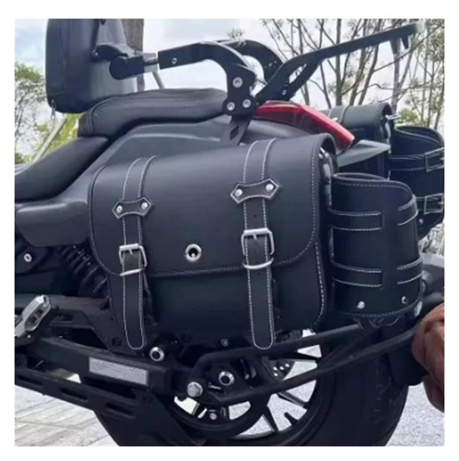 Gepäck Rack Für Cfmoto 450CLC 450 Für CLC Mit Montage Halterung Rack Werkzeug Tasche Links Und Rechts Motorrad Seite Sattel Tasche Motorrad Gepäckträger von KIRYU