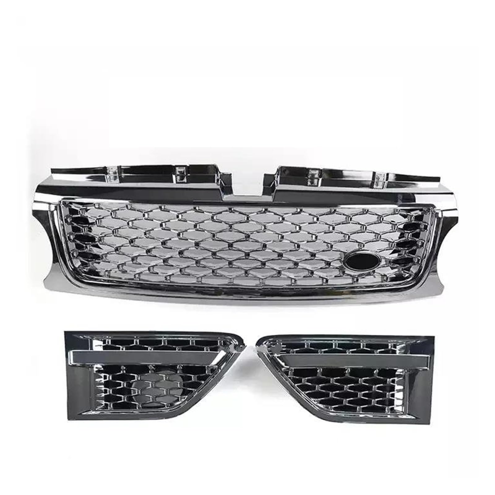 Kühlergrill 3 Stücke Auto Front Stoßstange Grille ABS Seite Vent Abdeckung Grills Auto Zubehör Für Land Für Rover Für Range Für Rover Für Sport 2010-2013 L320 Grill(Plating Silver) von KIRYU