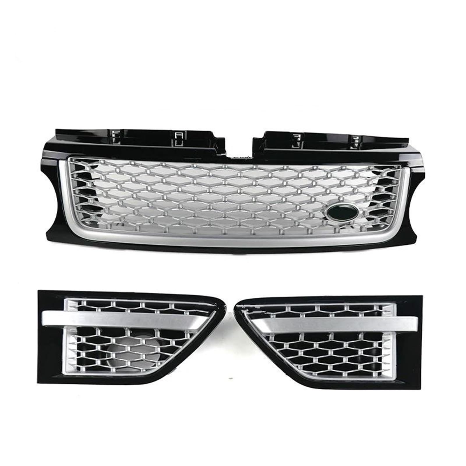 Kühlergrill 3 Stücke Auto Front Stoßstange Grille ABS Seite Vent Abdeckung Grills Auto Zubehör Für Land Für Rover Für Range Für Rover Für Sport 2010-2013 L320 Grill(Silver Black) von KIRYU