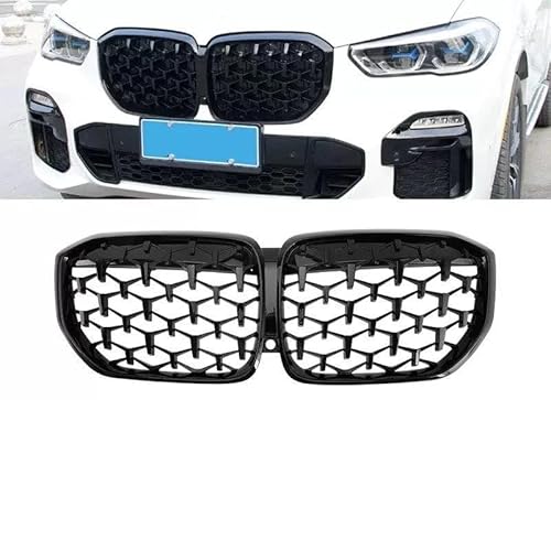 Kühlergrill Auto Front Nieren Grills Kühlergrill Glanz Schwarz Silber Diamant Sport Stil Tuning Für X5 G05 2019 2020 2021 2022 2023 Grill(Black Diamond) von KIRYU