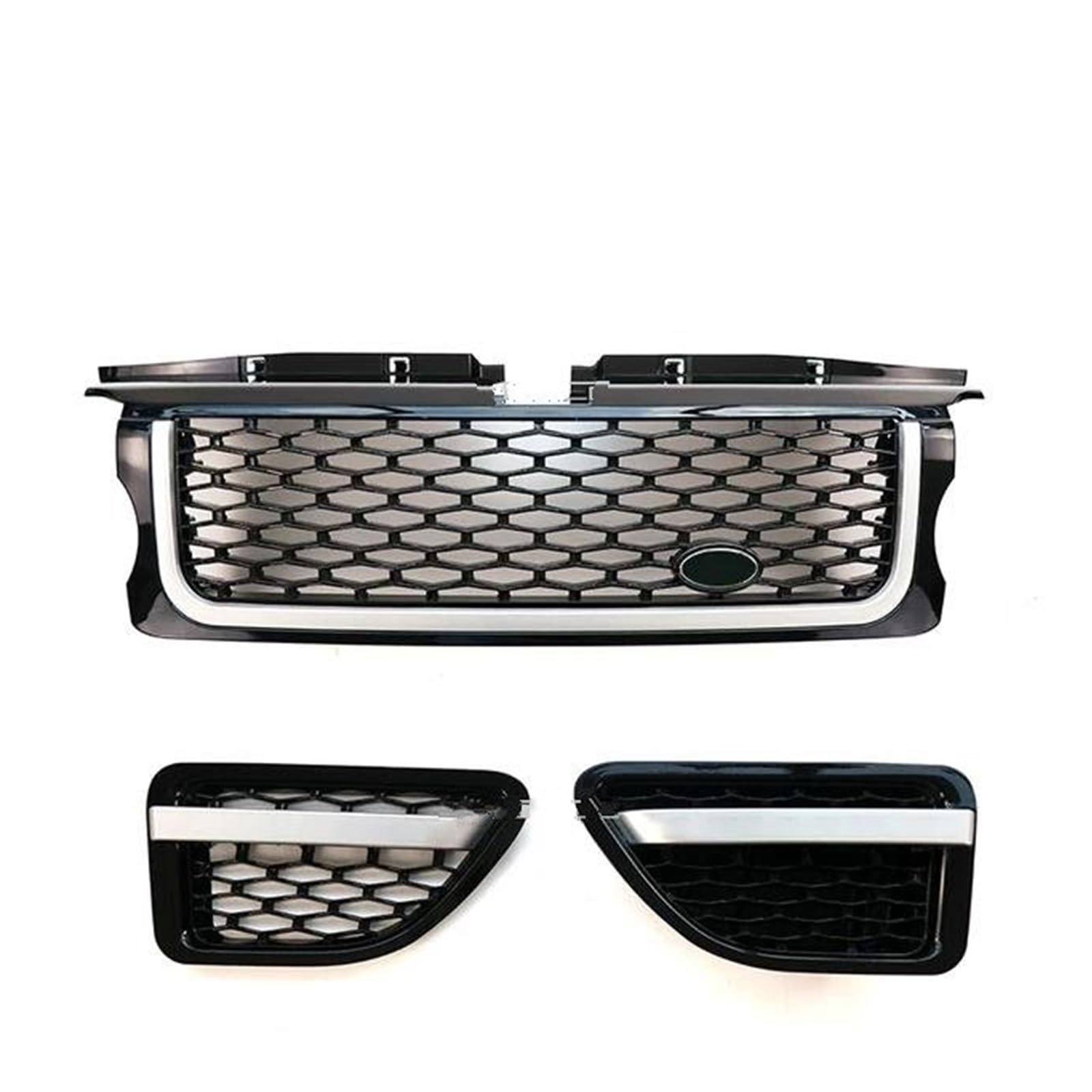 Kühlergrill Auto-Styling Auto-Frontstoßstangengrill Für Land Für Rover Für Range Für Rover Für Sport 2005-2009 L320 ABS-Grillnetz Für Autokühler Grill(Black Silver Set) von KIRYU