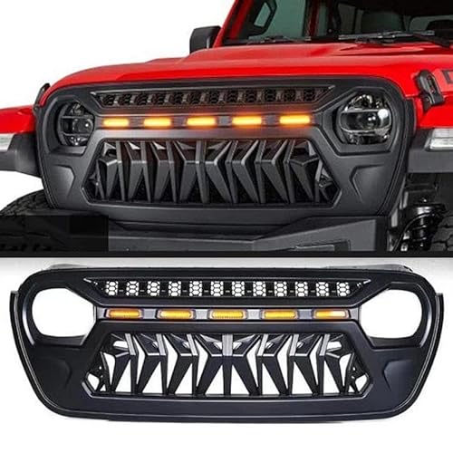 Kühlergrill Car Body Kit Accessories Bumper Parts Front Grill for Jeep for Wrangler JL Grids Black 2018-2021 JL Grill(E Style Light) von KIRYU