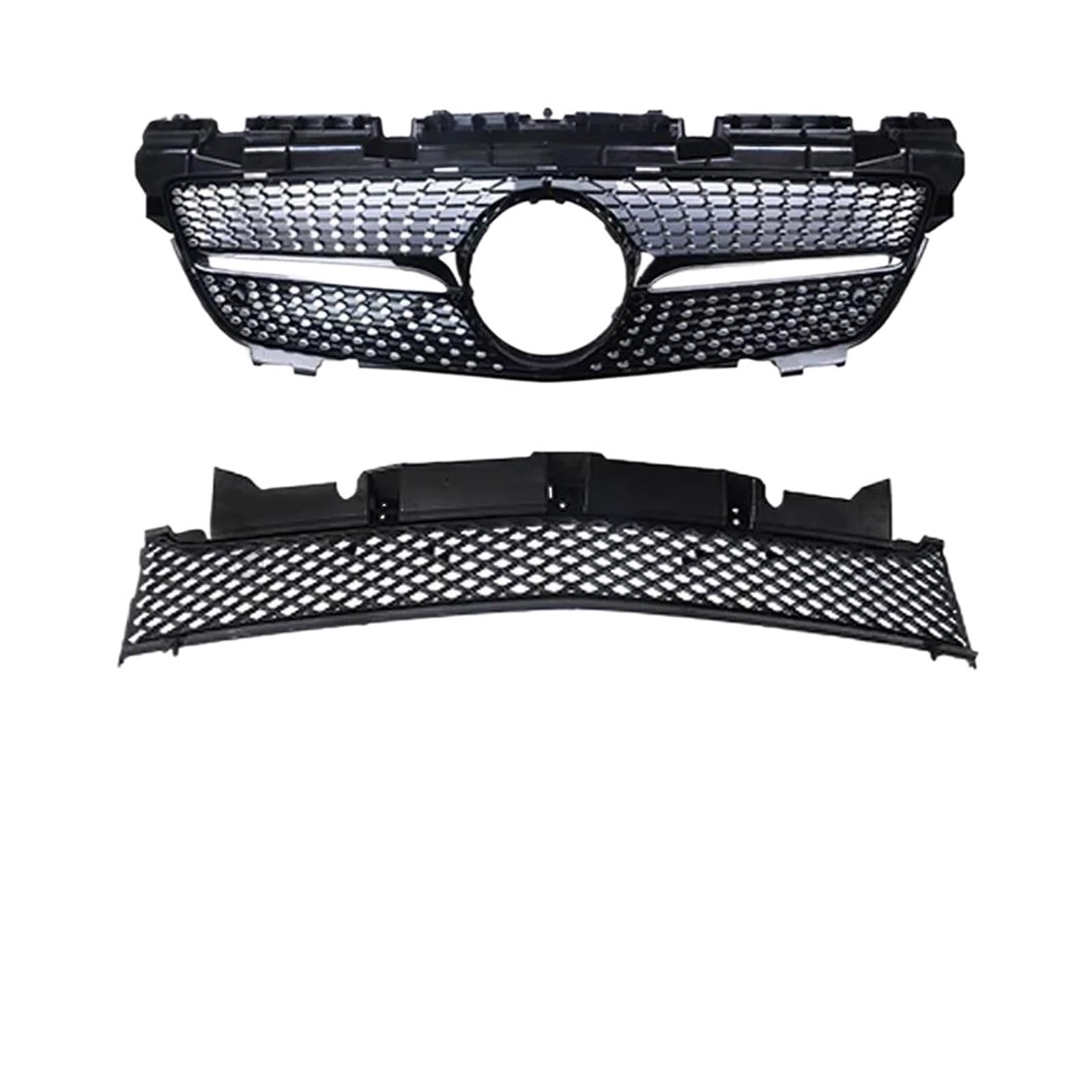 Kühlergrill Diamond GT Style Trim Body Kit Tuning Fronteinlassgitter Racing Hood Mesh Stoßstangengrillgitter Für R172 Für Benz Für SLK 2011-2015 Grill(Diamond Black) von KIRYU