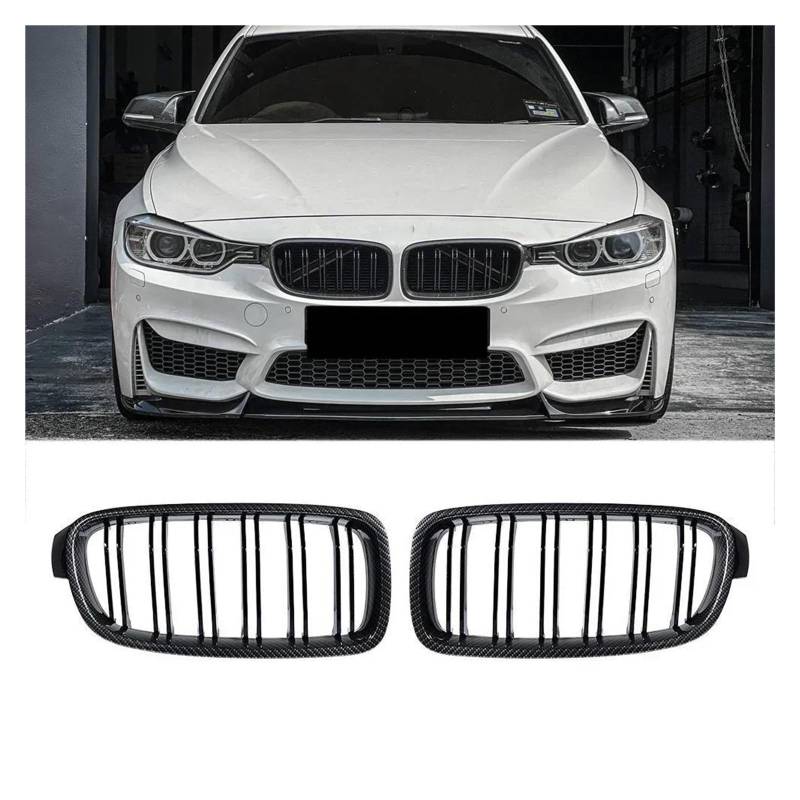 Kühlergrill Für 3er F30 F31 F35 2012-2019 320i 325i M3 Frontstoßstange Nierengrill Carbonfaser Diamant Chrom Kühlergrillabdeckung Grill(Carbon Look) von KIRYU