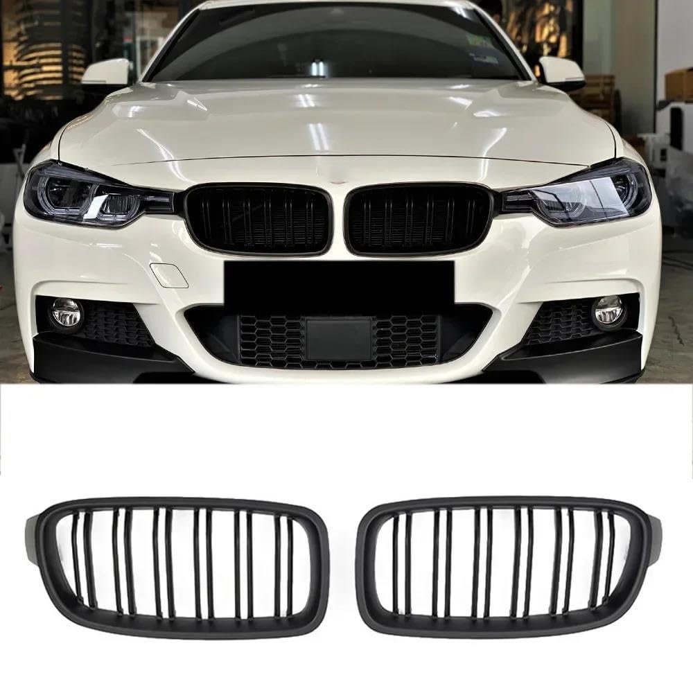 Kühlergrill Für 3er F30 F31 F35 2012-2019 320i 325i M3 Frontstoßstange Nierengrill Carbonfaser Diamant Chrom Kühlergrillabdeckung Grill(Matt-schwarz) von KIRYU