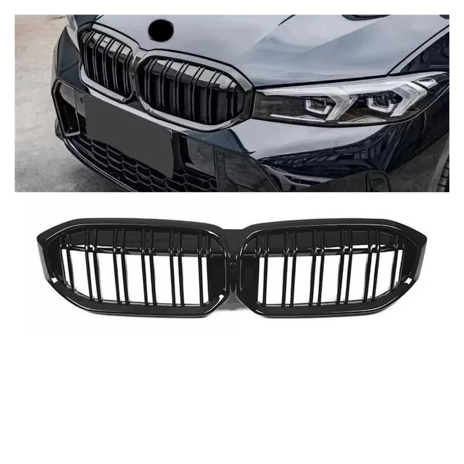 Kühlergrill Für 3er G20 318i 320i M340i M3 Kühlergrill SCHWARZ Diamant Front Nierengrill Sport 2019 2020 2021 2022 2023 Grill(23 GB Dual Slat) von KIRYU