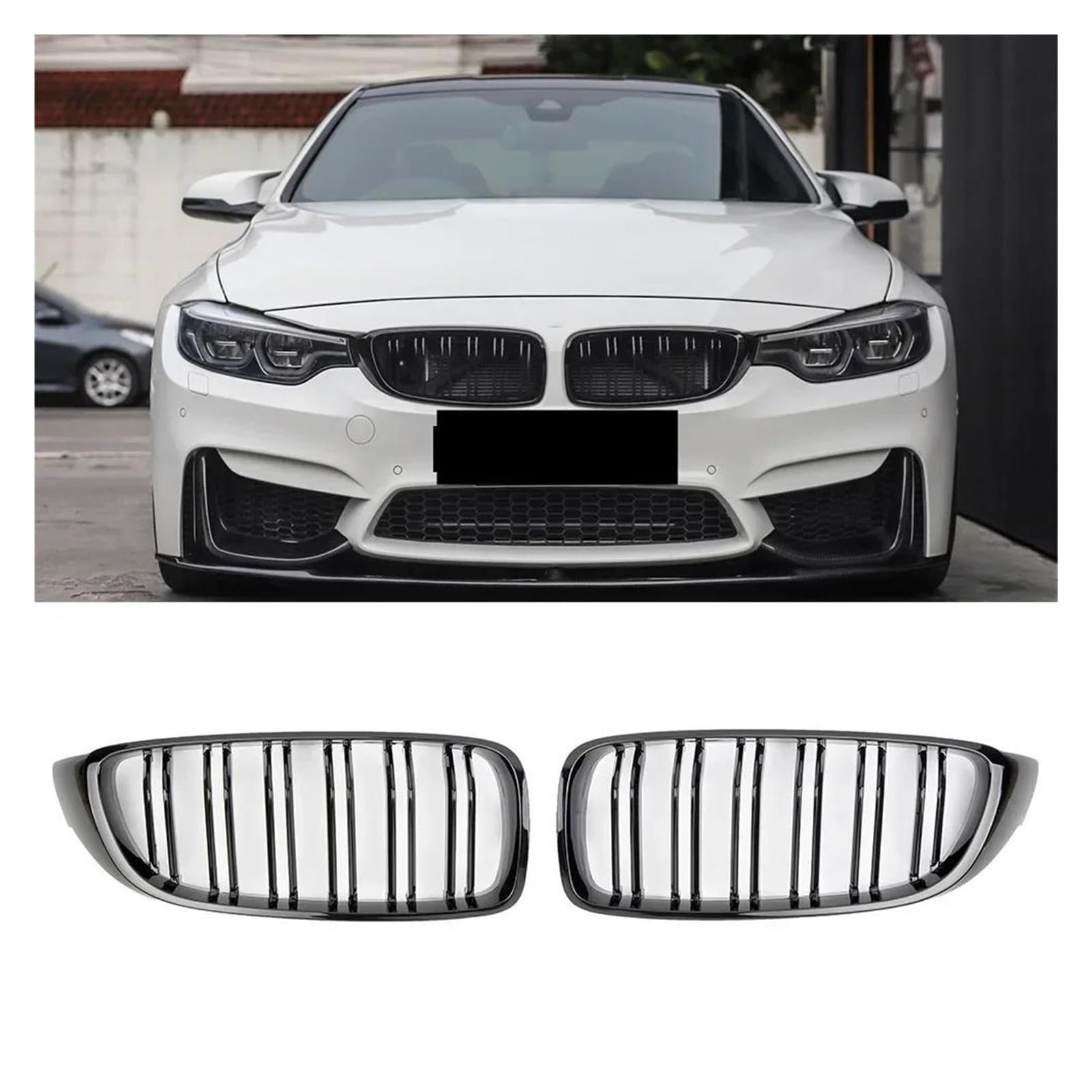 Kühlergrill Für 4 Series F32 F33 F36 F80 F82 2013-2019 420i 428i 430i M4 Frontstoßstange Nieren Facelift Grill Carbon Grille Zubehör Grill(Glossy Black) von KIRYU