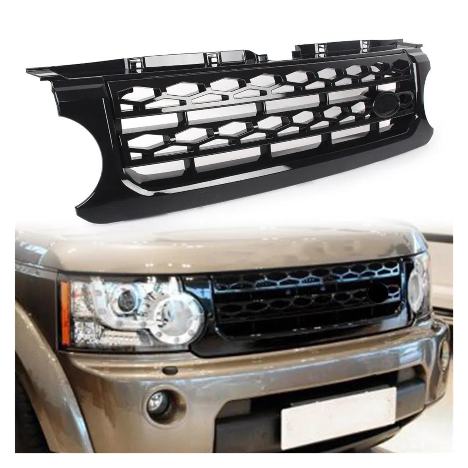 Kühlergrill Für Land Für Rover Für Discovery 4 LR4 2010 2011 2012 2013 L319 Auto-Styling-Renngrills Glänzend Schwarzer ABS-Frontgrill Grill von KIRYU