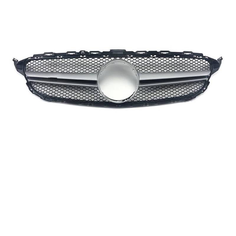 Kühlergrill Zierleiste Für Benz C Für W205 C205 S205 2014-2021 Für AMG Für GTR GT Diamant-Frontgrill Racing Einlasshaube Grill Center Mesh Grill(14-18 A Silvery) von KIRYU