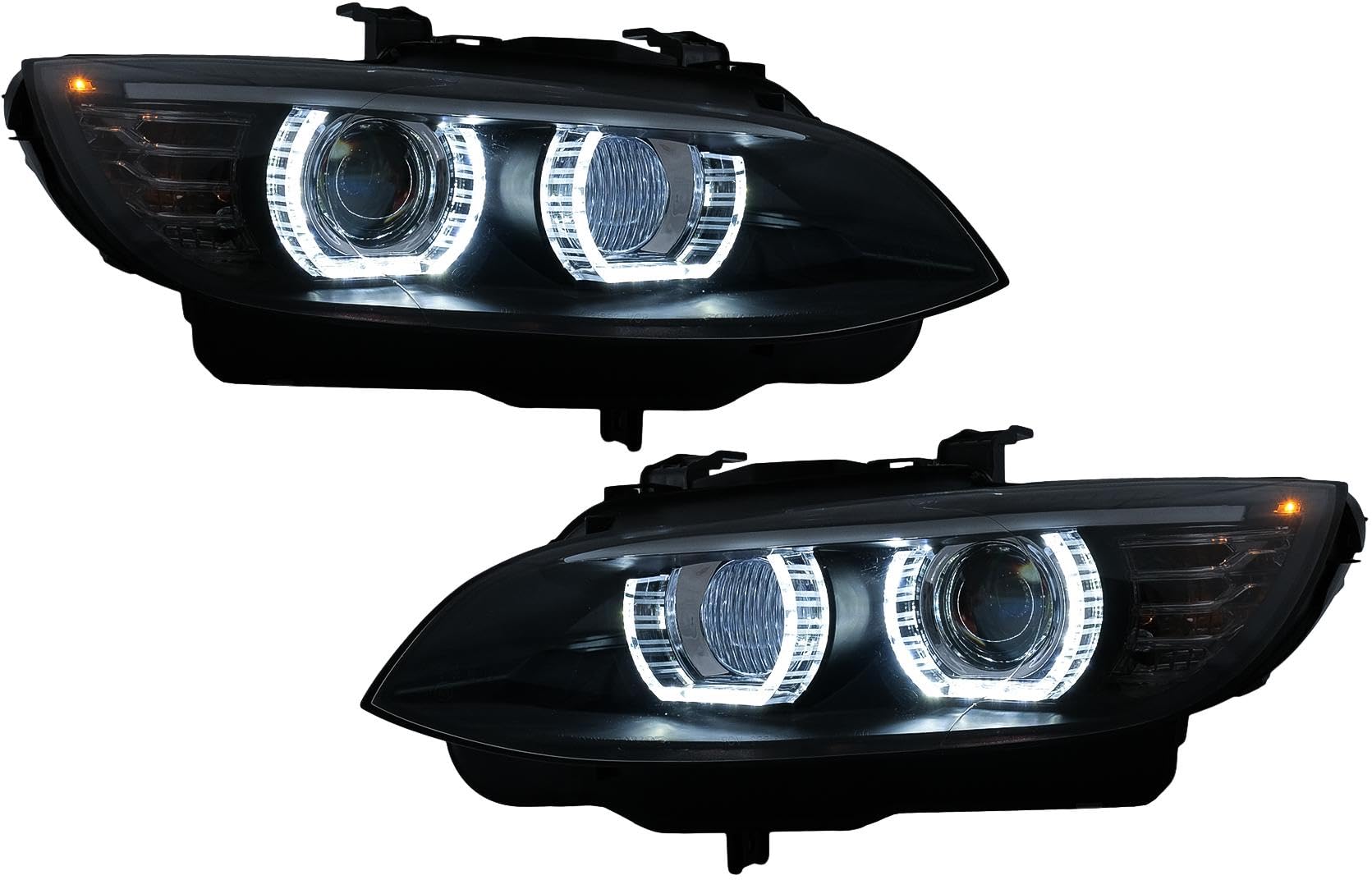 KITT HLBME92AEB Xenon-Scheinwerfer 3D LED Angel Eyes kompatibel mit 3er E92 E93 2006-2010 U-Type Schwarz von KITT Keep driving with us!