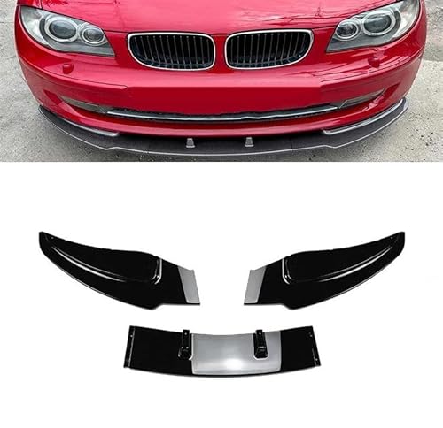 Auto Frontspoiler für BMW Serie 1 E81 E82 E87 LCI 2008-2011, Frontstoßstange Lippe Splitter Diffusor Kit Protector Außenzubehör,A/Gloss Black von KIUYNHMSI