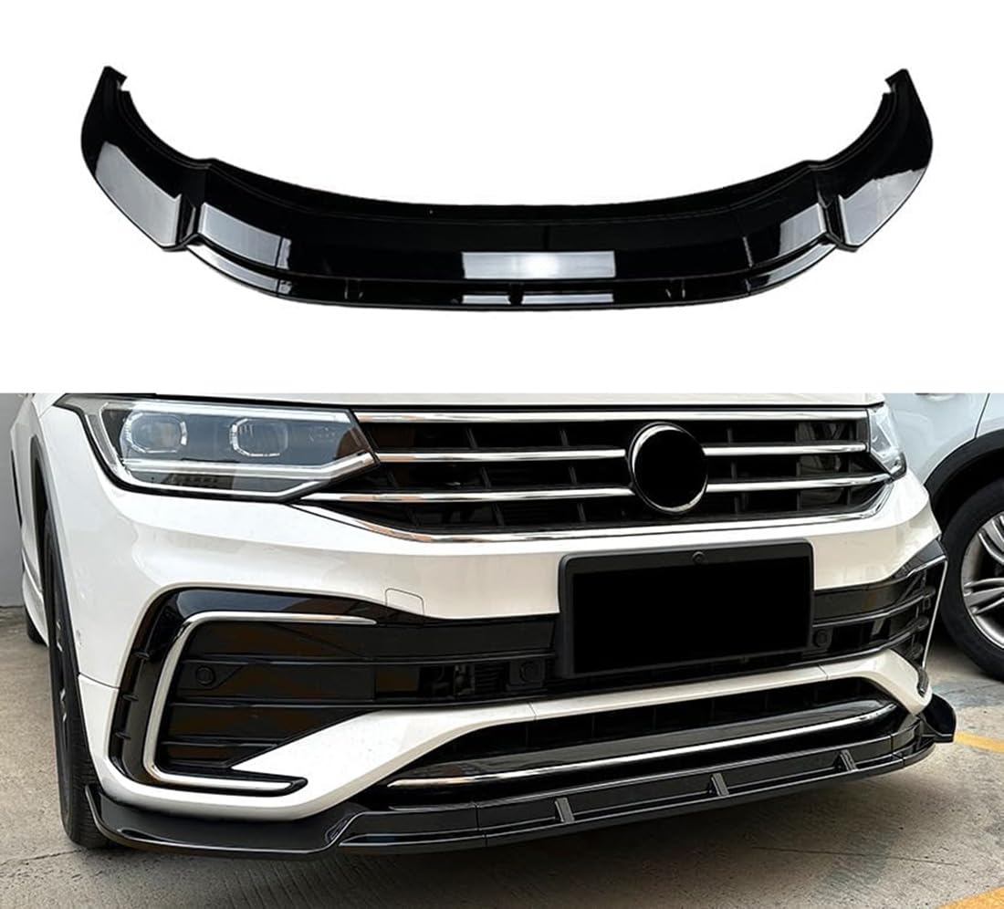 Auto Frontspoiler für VW Tiguan L Rline 2021, Frontstoßstange Lippe Splitter Diffusor Kit Protector Außenzubehör,A/Gloss Black von KIUYNHMSI