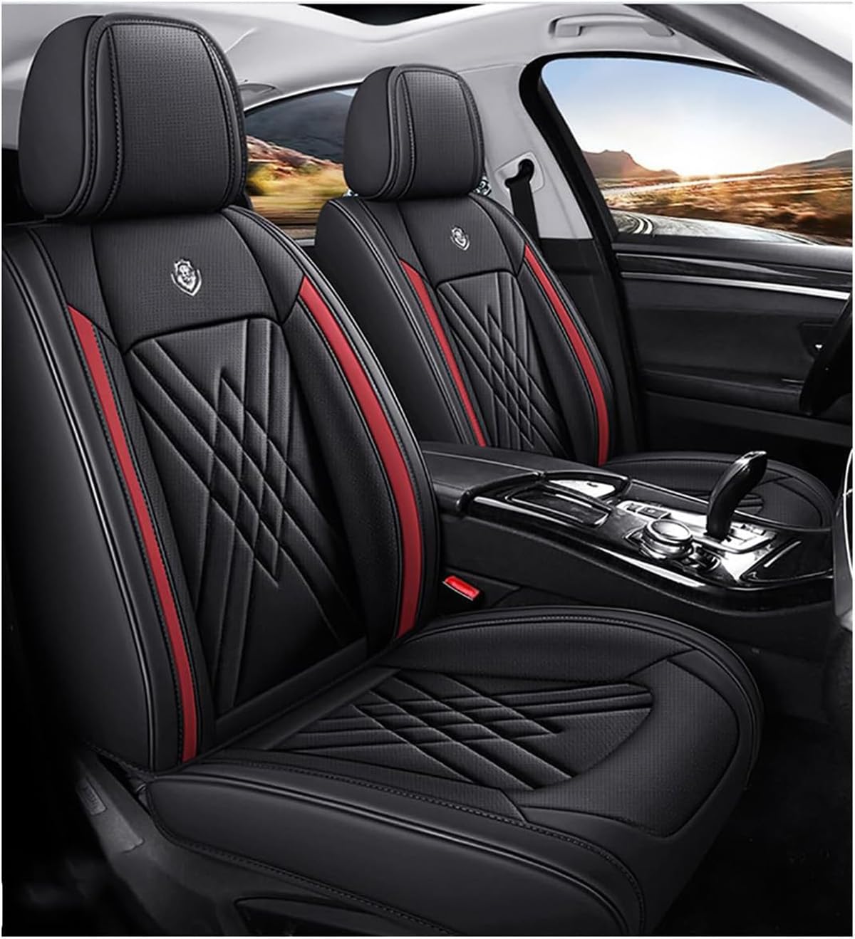 KIUYNHMSI 5-Sitzer Luxus Auto Sitzbezügesets für Accord VIII (Seden) 2008-2011 2012, Auto Sitzschoner Wasserdicht Atmungsaktiv rutschfest Zubehör,A/Standard-A/Black-Red von KIUYNHMSI