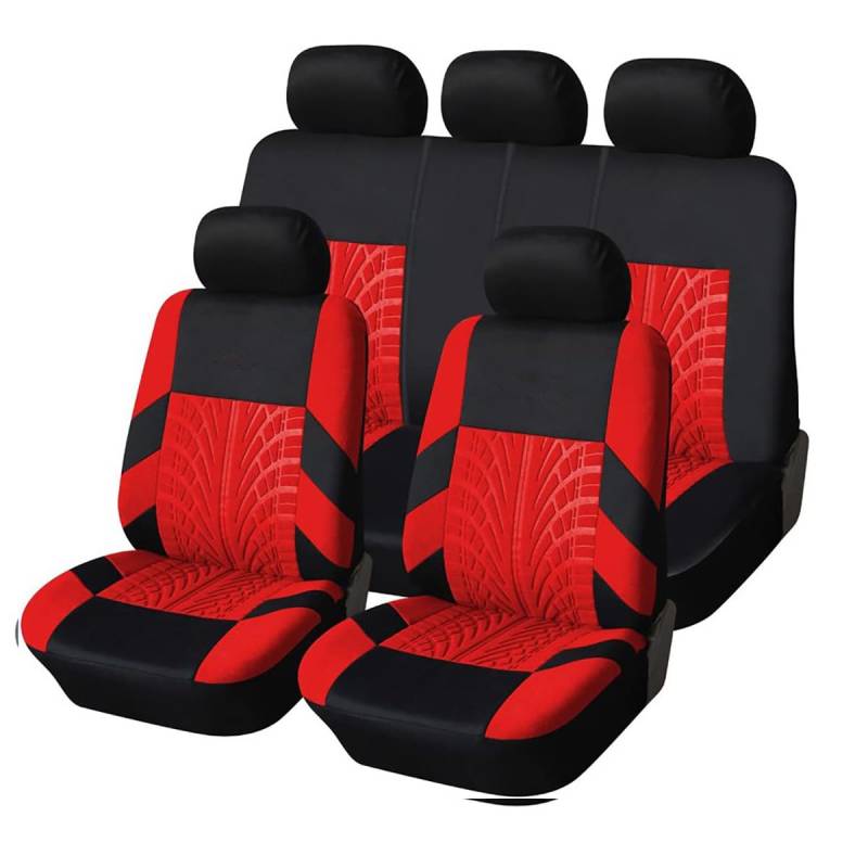 KIUYNHMSI Auto Sitzbezügesets Set für Jeep Grand Cherokee IV (WK2) 2011-2024, Stoff Sitzbezug Allwetter Schonbezüge Rutschfester Innenraum Zubehör,A/5 Seats-A/Red von KIUYNHMSI