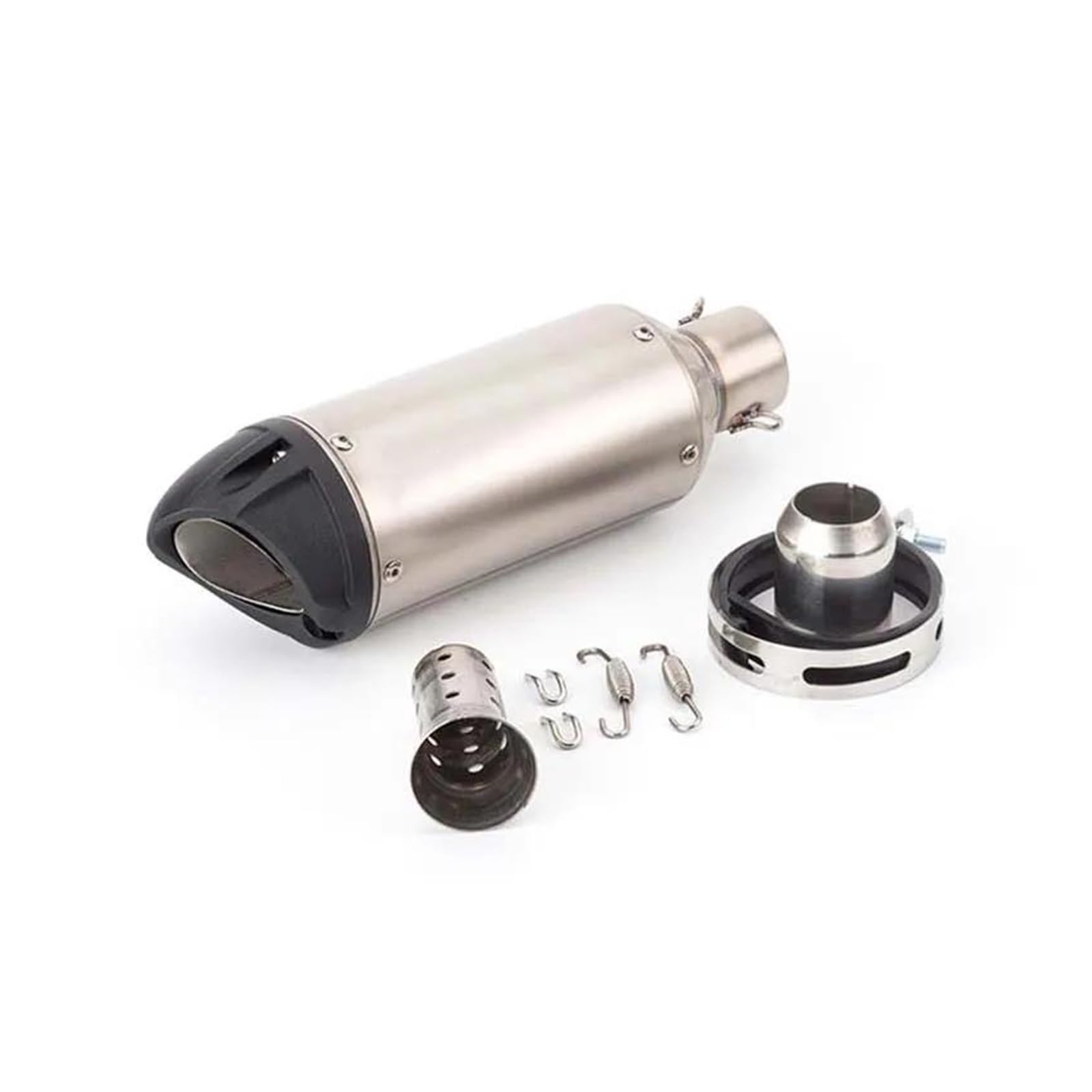 Zentralrohr 51MM Universal Motorrad Auspuff Modifizierung Rohr Mit Schalldämpfer For NMAX155 R15 R25 R3 MT-03 FZ6N FZ400 FZ6 ATV Bike Auspuff Modifikationszubehör(Silver) von KIXRKO