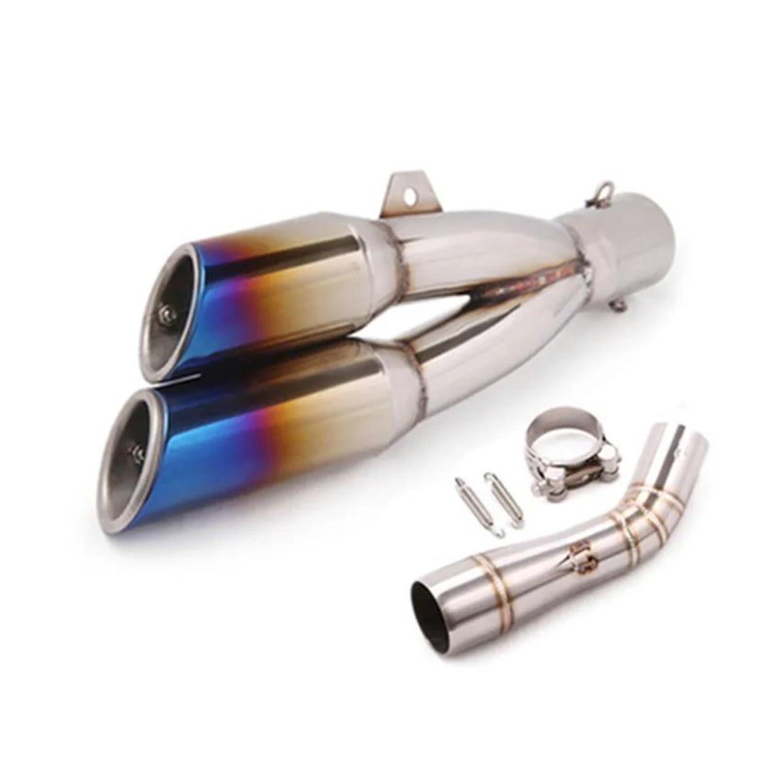 Zentralrohr Auspuffrohrsystem For Motorrad Benelli 502C, Modifizierte Schalldämpfer Und Mittelverbindungsrohr-Einlass, 51 Mm, Universeller Slip-On Modifikationszubehör(Silver) von KIXRKO