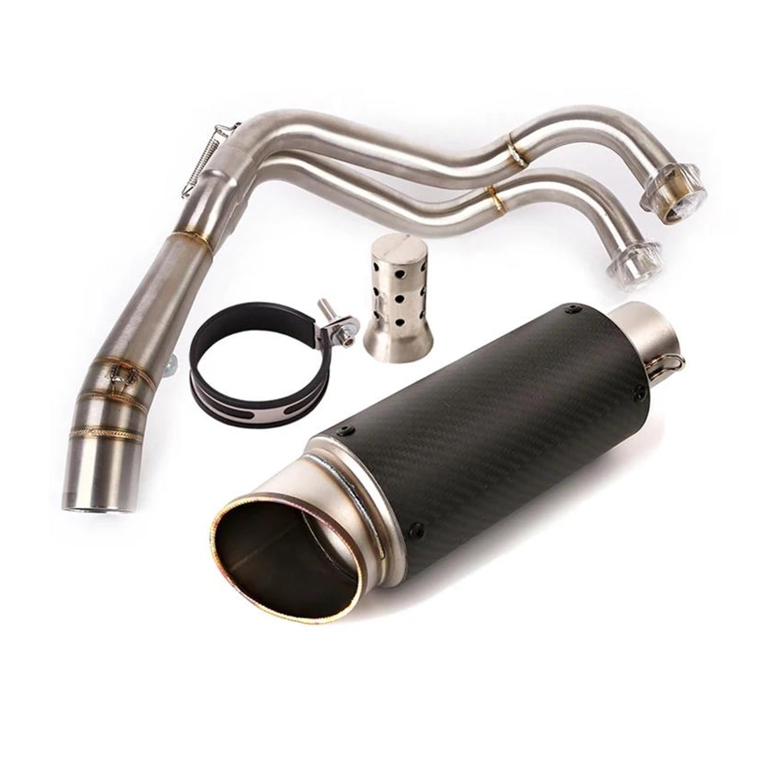 Zentralrohr For Yamaha MT-07 FZ07 XSR700 2013-2023 Komplette Abgasanlage Motorrad Header Mid Link Pipe 51mm Schalldämpfer Escape Carbon Fiber Modifikationszubehör(Black D) von KIXRKO