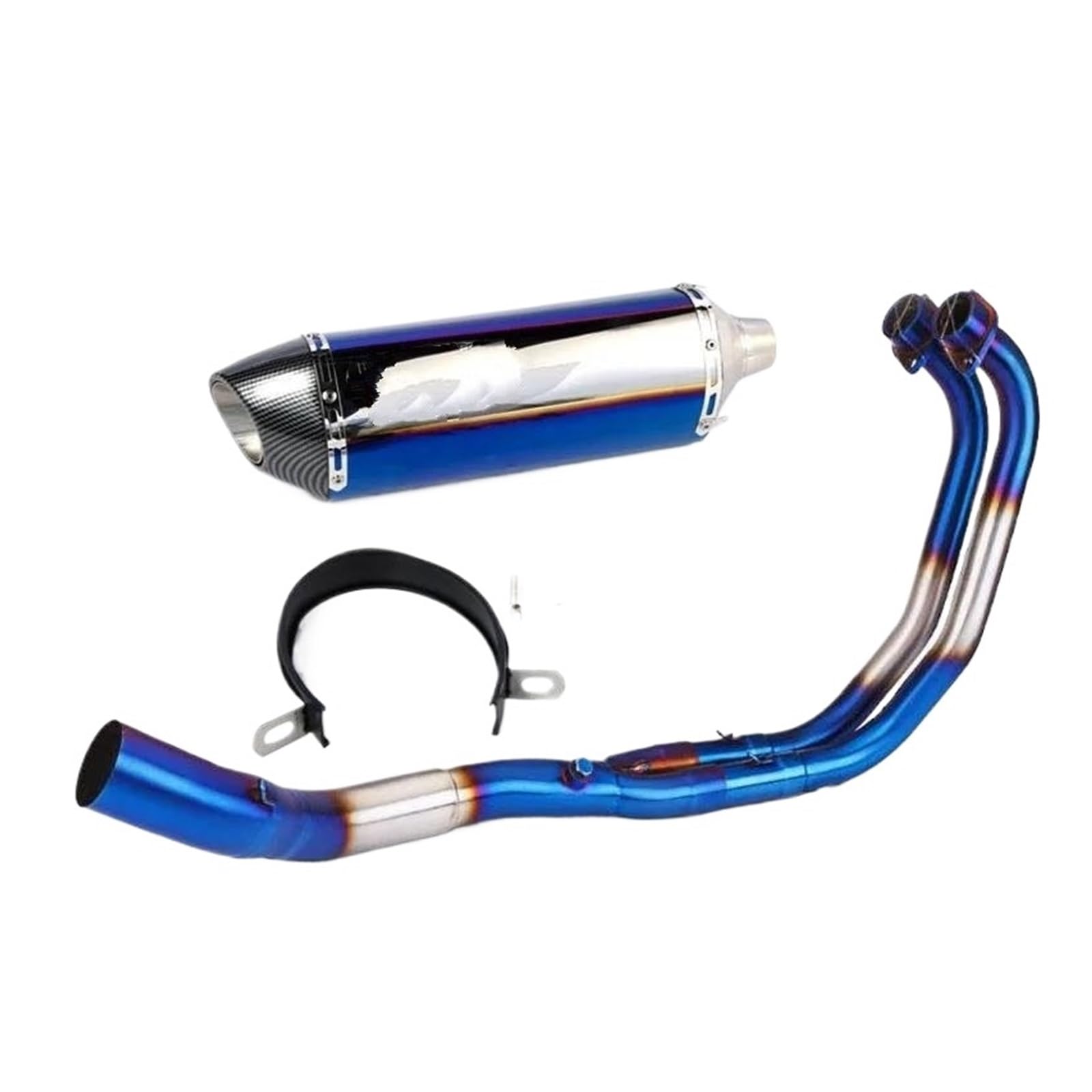 Zentralrohr For Yamaha R25 R3 MT-03 2021-2024 Slip On Auspuff Motorradauspuff Komplettsysteme Modifiziertes Frontkrümmerrohr Modifikationszubehör(Blue) von KIXRKO