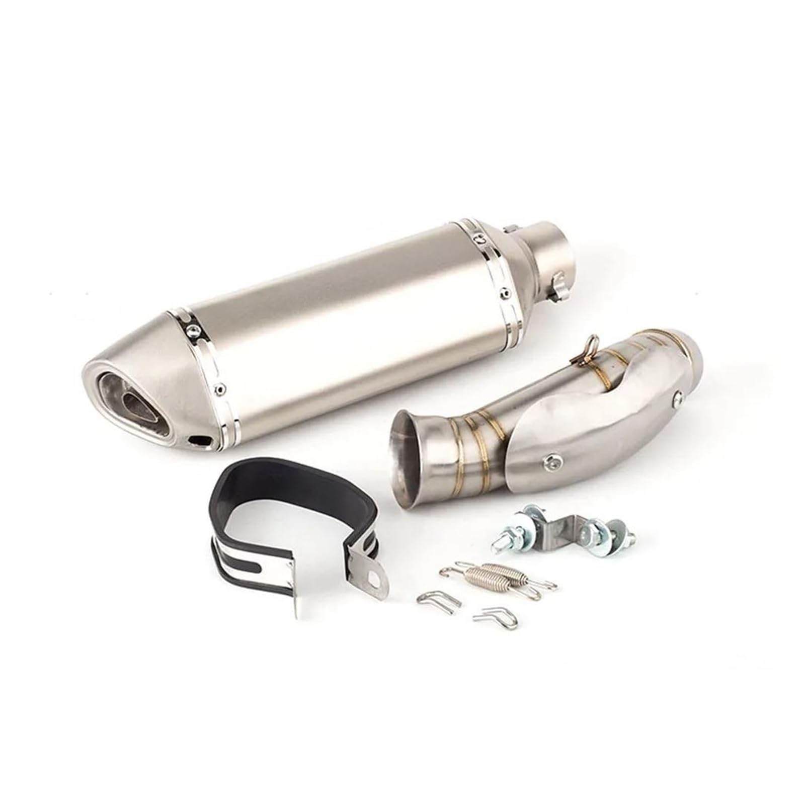 Zentralrohr Slip-On-51-mm-Motorradauspuffanlage Schalldämpfer Escape Modified Middle Link Pipe For KTM 790 DUKE 2018-2020 DUKE 790 Modifikationszubehör(Silver) von KIXRKO