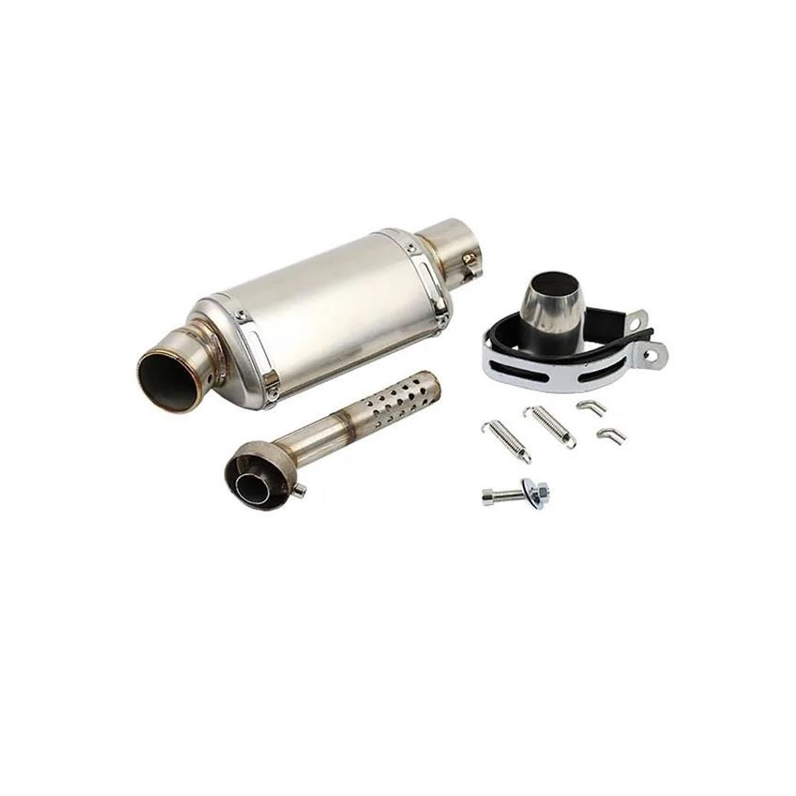 Zentralrohr Universal Motorrad Auspuff Flucht 310 370 440mm Rohr 100cc-1000cc For Honda ATV Roller Fz6 Pcx125 Nmax Modifikationszubehör(Silver,310mm) von KIXRKO