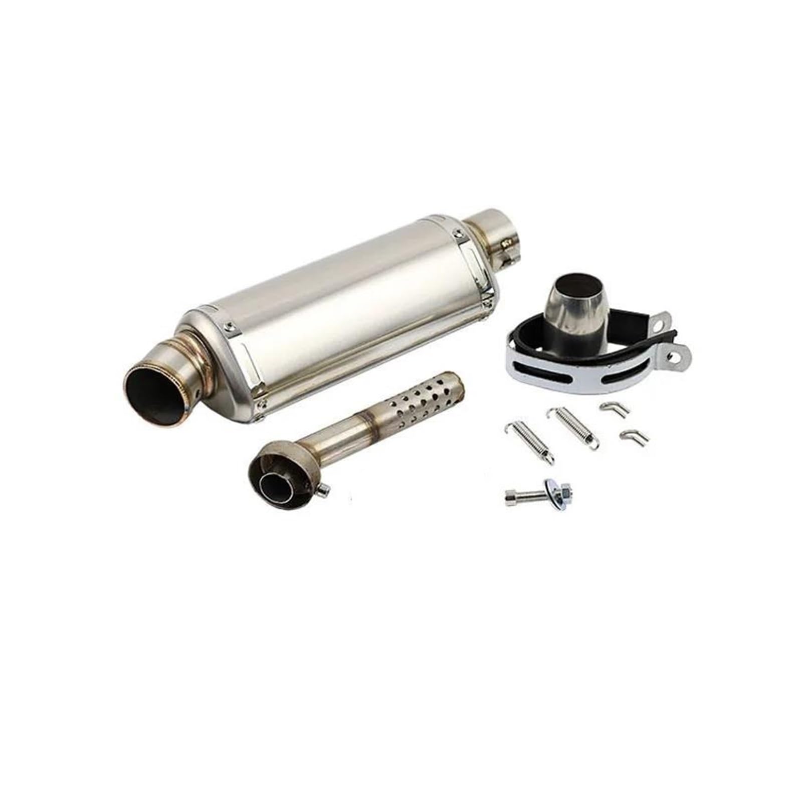 Zentralrohr Universal Motorrad Auspuff Flucht 310 370 440mm Rohr 100cc-1000cc For Honda ATV Roller Fz6 Pcx125 Nmax Modifikationszubehör(Silver,370mm) von KIXRKO