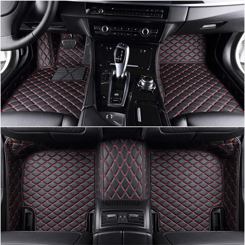 Auto Fußmatten FüR Volkswagen VW Touareg I (Typ 7L) 2002–2010 | All Inclusive Maßgeschneidert Leder wasserdichte Anti-Rutsch Fussmatten Floor Mats ZubehöR von KJGE