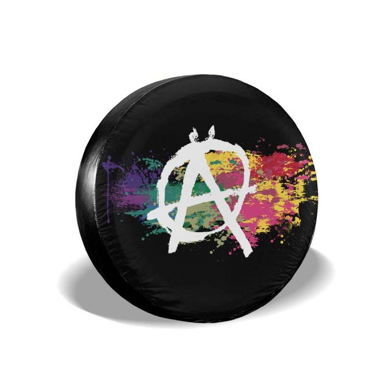 Reserveradabdeckung, Anarchy-Symbol, Aquarell, Regenbogen, klassische Ersatzreifenabdeckung für Jeep, SUV, Wohnmobile, universelle Passform, 35,6–43,2 cm von KJHSJ