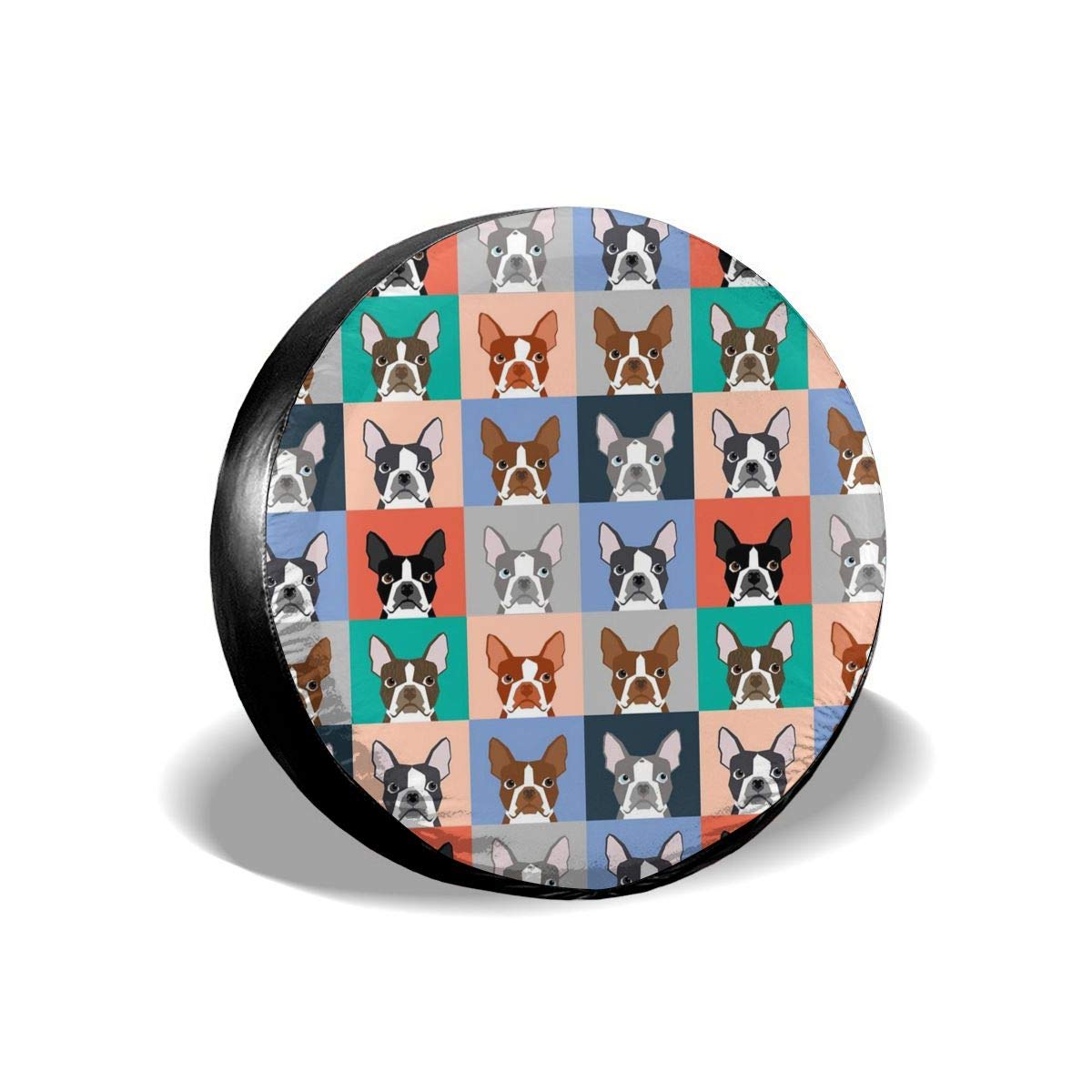 Reserveradabdeckung, Boston Terrier Hund, Cartoon, klassische Ersatzreifenabdeckung für Jeep, SUV, Wohnmobile, universelle Passform, 35,6–43,2 cm von KJHSJ