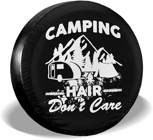 Reserveradabdeckung, Camping Hair Don't Care, klassische Ersatzreifenabdeckung für Jeep, SUV, Wohnmobile, universelle Passform, 35,6–43,2 cm von KJHSJ