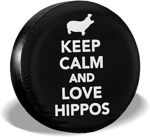 Reserveradabdeckung, Keep Calm and Love Hippos, klassische Ersatzreifenabdeckung für Jeep, SUV, Wohnmobile, universelle Passform, 35,6–43,2 cm von KJHSJ