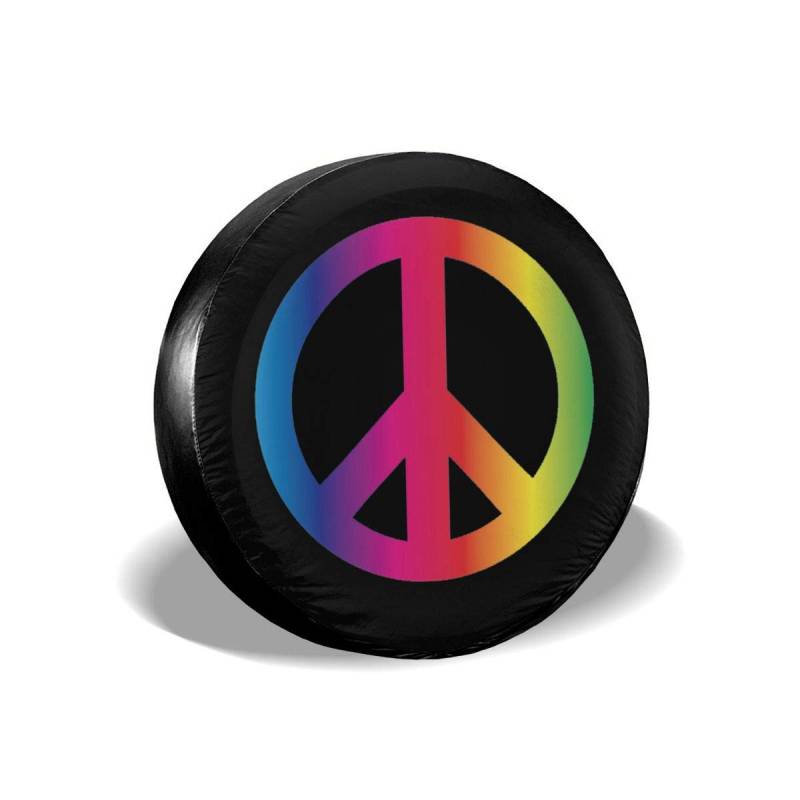 Reserveradabdeckung, Rainbow Peace Sign Pride Classic Reserveradabdeckung für Jeep SUV RVs Universal Fit 35,6–43,2 cm von KJHSJ