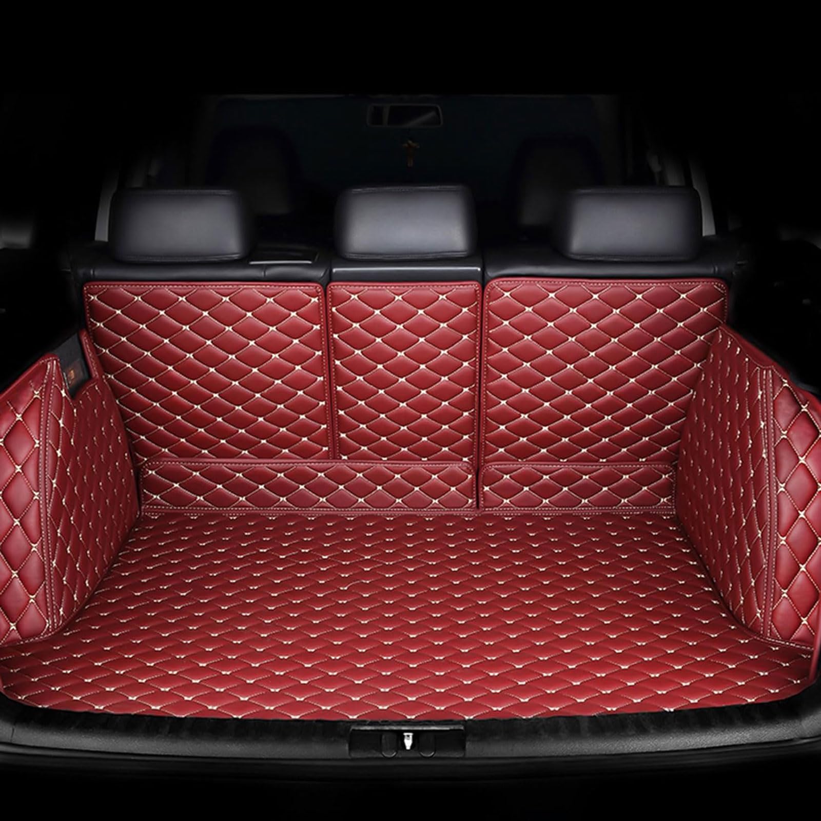 Auto Kofferraummatte für Audi Q5 FY SUV 2017 2018 2019 2020, Vollabdeckung Leder Kofferraum Schutzmatte Wasserdicht Kratzfest Kofferraumwanne Zubehör,Red von KJXGWF