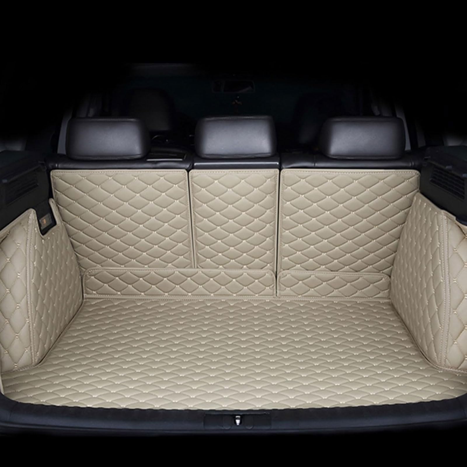 Auto Kofferraummatte für Land Rover Range Rover Evoque I L538 2015-2018, Vollabdeckung Leder Kofferraum Schutzmatte Wasserdicht Kratzfest Kofferraumwanne Zubehör,Beige von KJXGWF