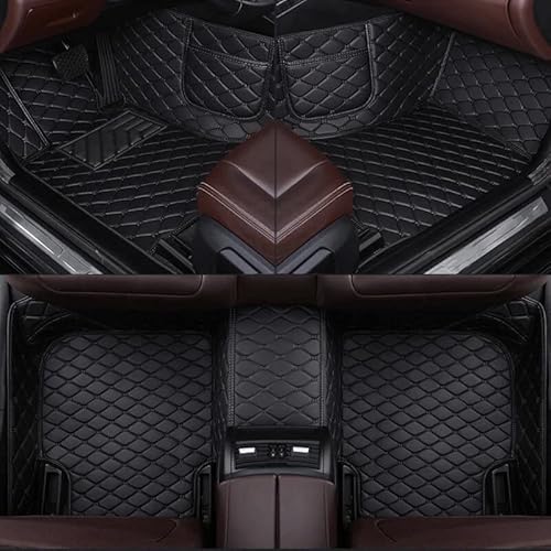 Auto Leder FußMatten für VW Touareg Ⅱ 2011-2018, All-Wetter rutschfeste wasserdichte Auto Fussmatten Leder Fussmatten Full Set,1 Black von KKAIRA