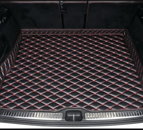 KKAIRA Auto Leder Kofferraummatten für BMW 4er Coupe (G22) 2020-pr, rutschfest Kratzfestem Wasserdicht Leder Kofferraumschutz Schutzmatte Autozubehör,Black-red von KKAIRA