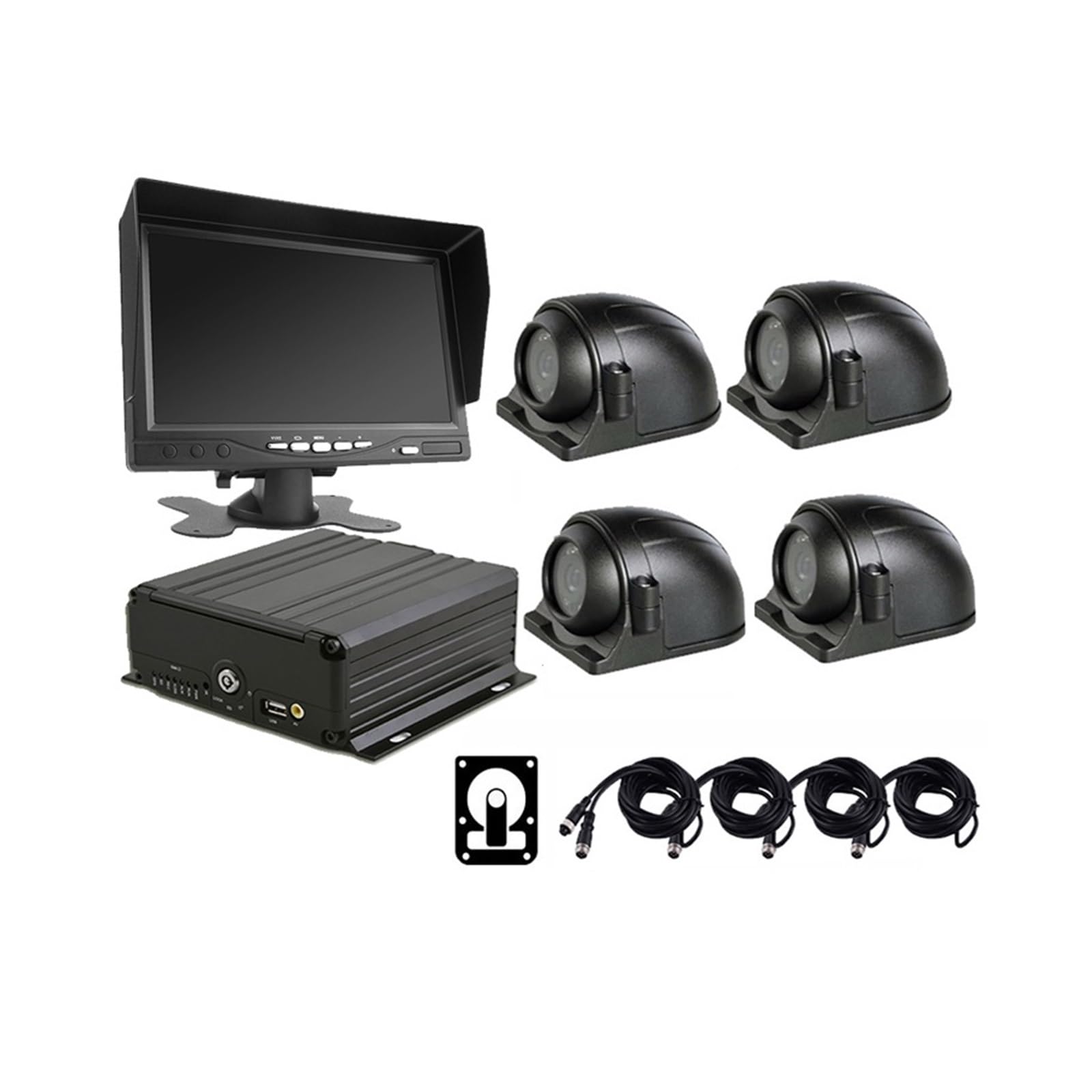 4 Kanal HDD SD Karte Mobile DVR Set AHD 1080P Auto Monitor Kamera MDVR Kits mit GPS WIFI 4G optional for Bus von KKGHYYMG