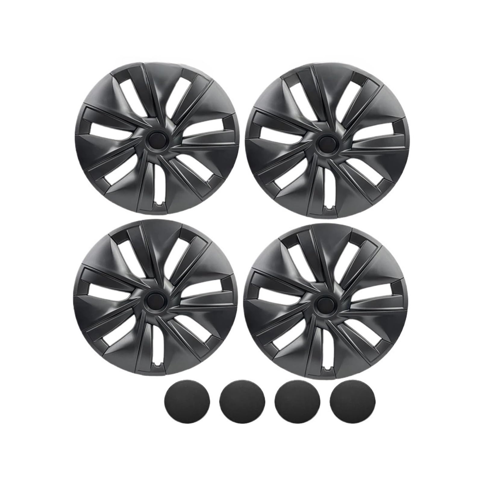 4 Stück Radkappen kompatibel for Tesla Model Y 2020–2024, 19 Zoll Gemini Style Radkappen Ersatz Verbesserung Felgenschutz(4PCS Gun Gray) von KKGHYYMG