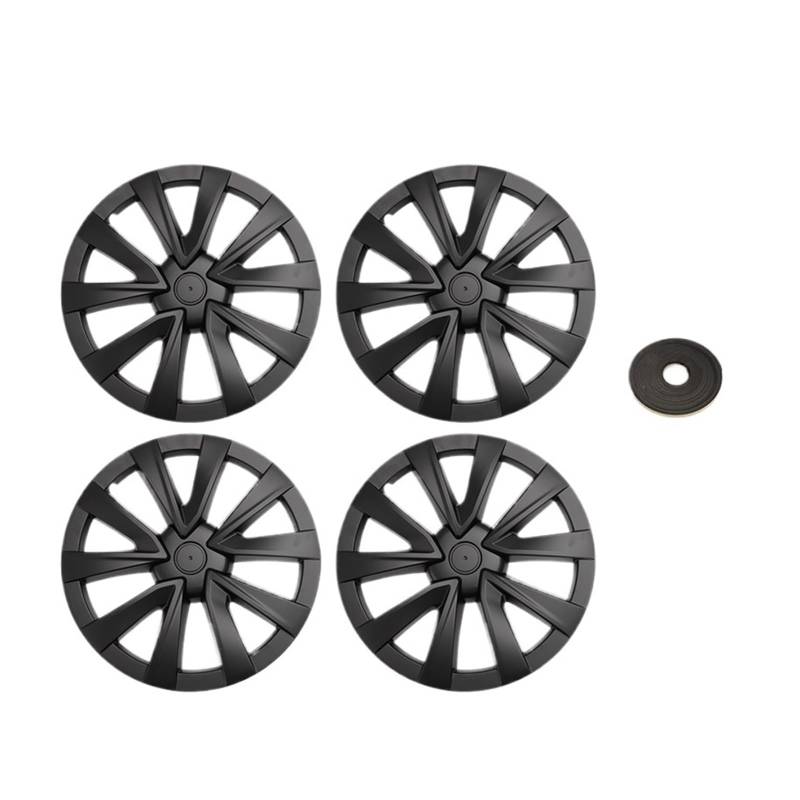 4PCS 18-Zoll-Radkappe kompatibel for Tesla Model 3 2021-2024 2023 Radabdeckung Leistungsersatz Automobil-Radnabe Vollrandabdeckung(Matte Black) von KKGHYYMG