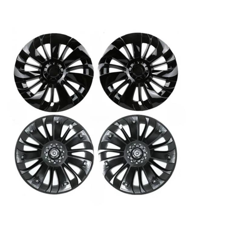 4PCS 19-Zoll-Nabenkappe kompatibel for Tesla Model Y 2023 Radnabenkappe Ersatz rechts und links Radkappe Vollrandabdeckung Zubehör(Bright Black) von KKGHYYMG