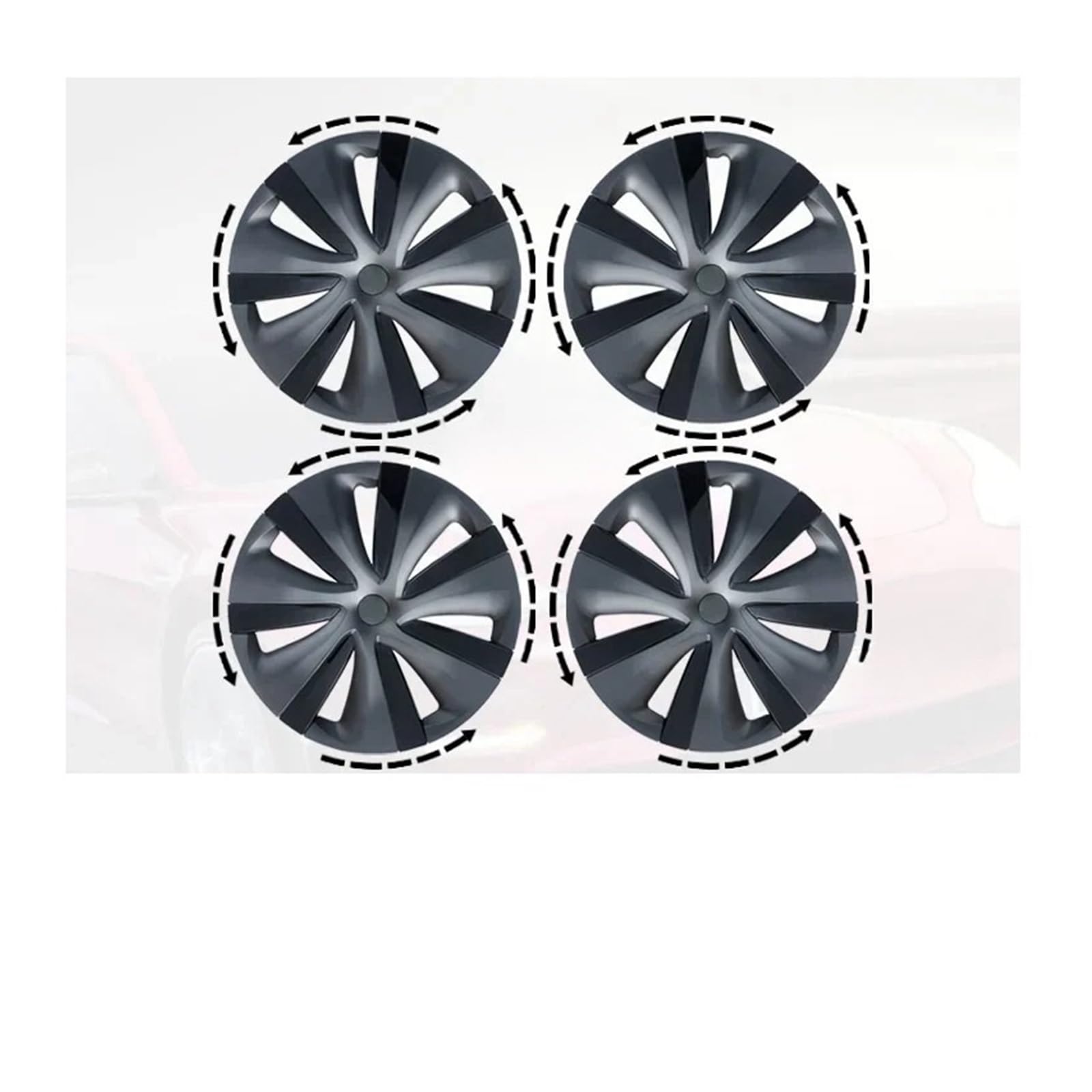 4PCS 19 Zoll Radkappe kompatibel for Tesla Model Y Radkappe Ersatz rechts und links Radkappe Vollrandabdeckung Zubehör 2024(Grey and black) von KKGHYYMG